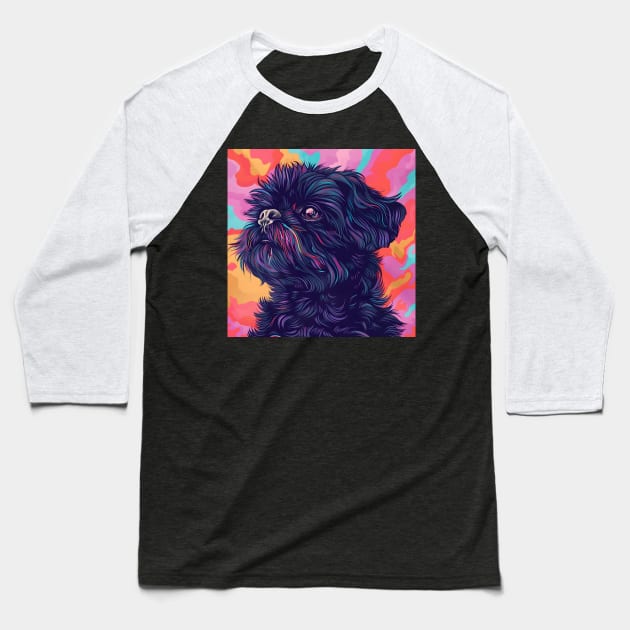 Retro Affenpinscher: Pastel Pup Revival Baseball T-Shirt by NatashaCuteShop